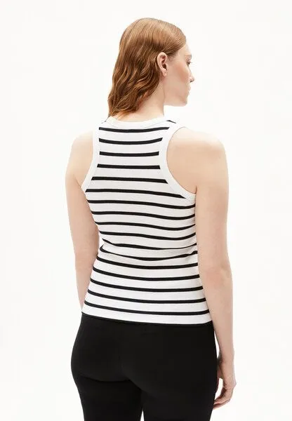 ARMEDANGELS ARMEDANGELS KANITAA STRIPES Damen Ripp-Top aus Bio-Baumwoll Mix, White-black, – Produktbild 2 von 4