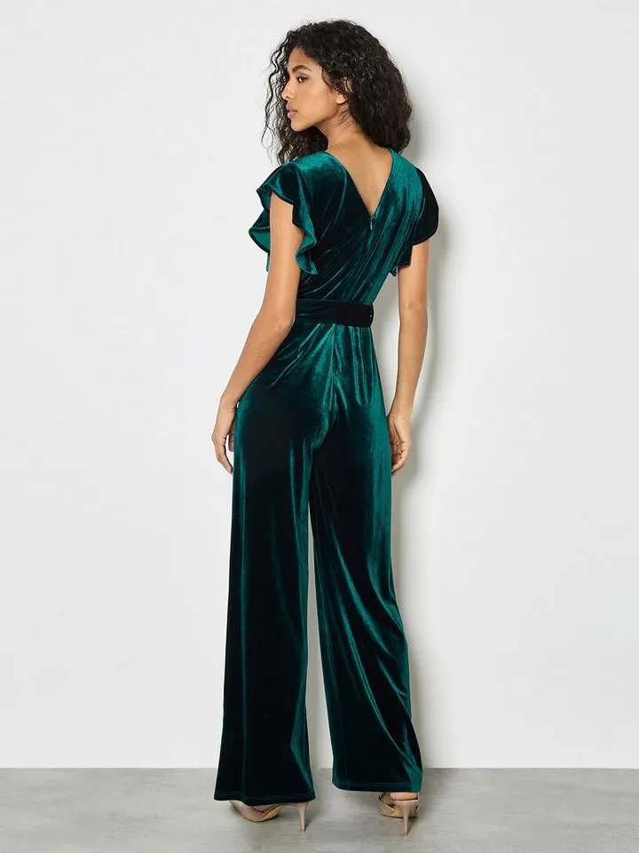 Apricot Apricot Jumpsuit Partyjumpsuit (mit Bindeband) aus Samt, Grün, – Produktbild 4 von 4