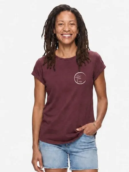 Life-Tree Life-Tree Shirt aus Biobaumwolle mit Brustmotiv für Damen "Circle" Stone Washed, Rot, – Produktbild 1 von 5