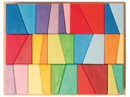 Grimms Grimms Schiefe Steine Holzbausteine 31-teilig, bunt lasiert Maße 34 x 28 x 5 cm – Produktbild 1 von 1
