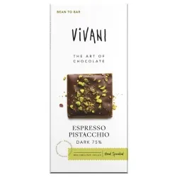 Vivani Zartbitterschokolade mit Espresso & Pistazie – Produktbild 1 von 1