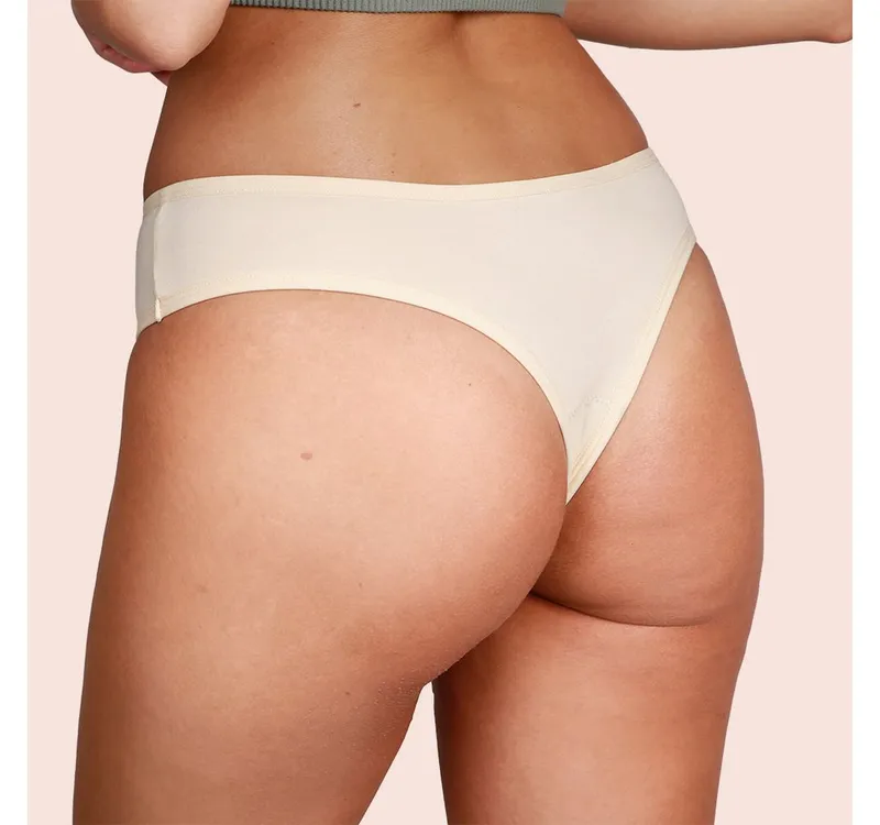 Taynie Taynie Periodenslip Brazilian - Periodenunterwäsche leichte Blutung - Damen (1er-Pack) Auslaufsichere Periodenunterwäsche / Periodenslip aus Bio Baumwolle, Beige|braun, – Produktbild 4 von 5