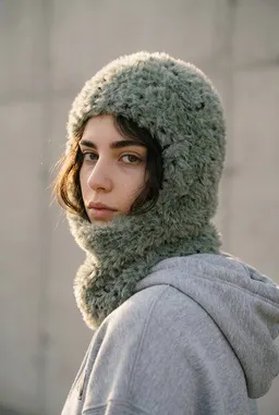 KnitToChange KnitToChange Handgestrickte Balaklava aus recyceltem Garn – Moosgrün – Produktbild 1 von 1