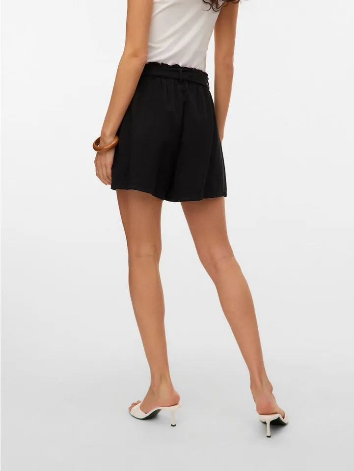 Vero Moda Shorts VMFLEUR HW PAPERBAG BELT TENCEL SHORTS Viskose, loose fit, Schwarz, – Produktbild 2 von 5