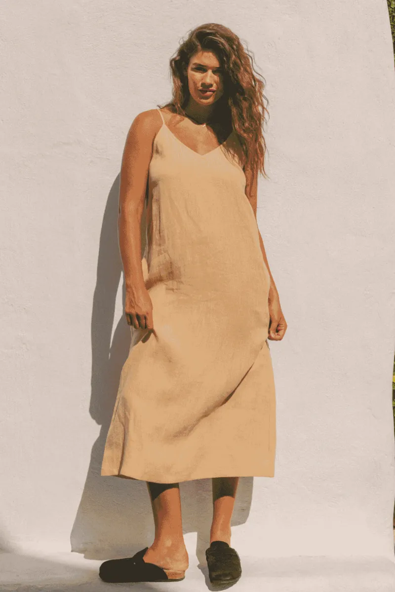 AmourLinen AmourLinen Damen vegan Kleid Jakarta Senf, Gelb, – Produktbild 2 von 2