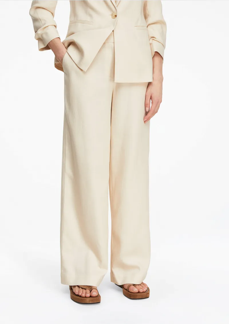 comma comma Strukturierte Wide-Leg-Hose aus Lyocellmix, Beige, – Produktbild 4 von 4