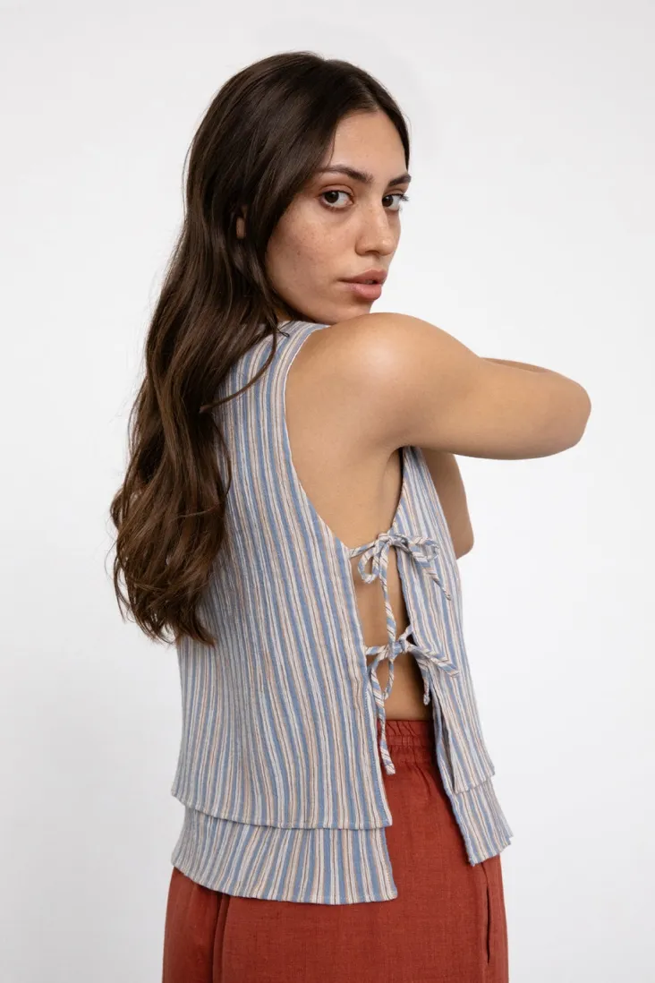 Rotholz Rotholz Damen vegan Wrap Top Gestreift Mehrfarbig, Beige, – Produktbild 2 von 2