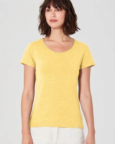HempAge HempAge Damen T-Shirt mit Rollsaum Hanf/Bio-Baumwolle, Butter (gelb), – Produktbild 1 von 4