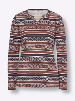 heine Langarmshirt marine-rotbraun-bedruckt – Produktbild 1 von 1