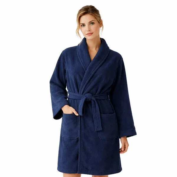 Bruno Barella Bruno Barella Damenbademantel aus Ägäis-Biobaumwolle in Anthrazit, Sand, Navy – sanft, flauschig & elegant, Midnight blue, – Produktbild 1 von 5