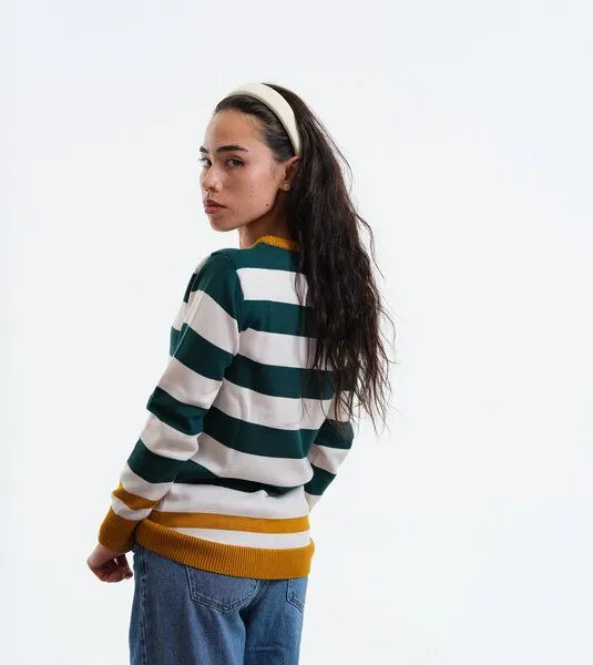 Gary Mash GARY MASH Strickpullover Anoka aus Biobaumwolle, Blockstreifen (grün), – Produktbild 2 von 4