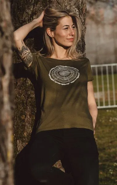 Life-Tree Life-Tree Bambus Shirt Fairwear für Damen "Treeslice" in Moss Green – Produktbild 5 von 5