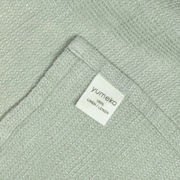 Yumeko Handtuch Waffel - 1 Stk. "Yumeko" aus Gewaschenes Leinen, Misty green, – Produktbild 3 von 4