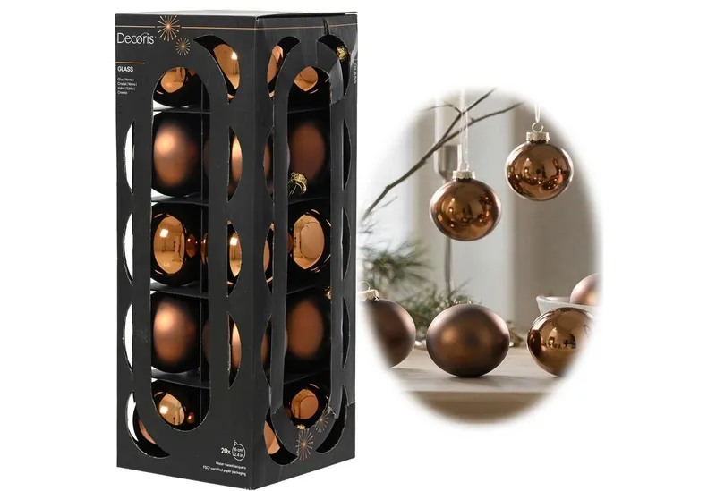 LS-LebenStil Weihnachtsbaumkugel 18-20 Design Glas Weihnachtskugeln 6cm Braun Espresso Christbaum Deko (18 St), Edle Weihnachtsdeko Matt / Glänzend Weihnachtsbaumschmuck Deko Kugeln, Braun, – Produktbild 1 von 5