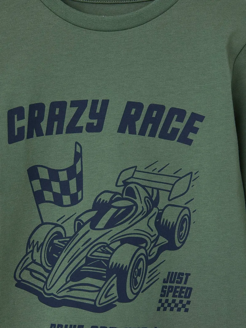 Vertbaudet Langarmshirt mit Print Jungen, Salbeigrün, – Produktbild 2 von 2