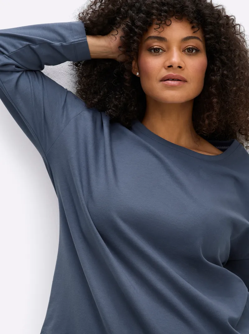 sheego Sweatshirt rauchblau, Rauchblau, – Produktbild 2 von 2