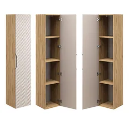 Lomadox Hochschrank OLUO-56-BEIGE Badschrank, 1-türig, Eiche mit beige, 3D-Struktur – Produktbild 1 von 1