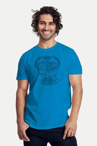 Peaces.bio - handbedruckte Biomode Peaces.bio - handbedruckte Biomode Bio-Herren-T-Shirt "Weltenesche", Hellgrau, – Produktbild 2 von 2