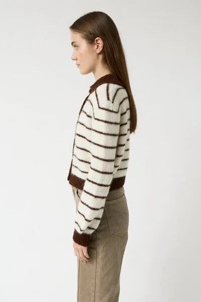 amt studio amt.studio Cardigan Praline Striped, Cream&brown stripes (weiß), – Produktbild 1 von 3