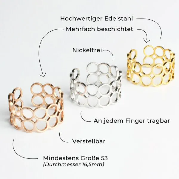 ALEXASCHA ALEXASCHA Verstellbarer Ring | gold, silber, roségold | AVA, Gold, – Produktbild 5 von 7