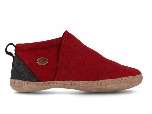 WoolFit WoolFit moderne Filz-Hausschuhe „Taiga“ mit geschlossener Form für einen stabilen Sitz, Dunkelrot, – Produktbild 2 von 4