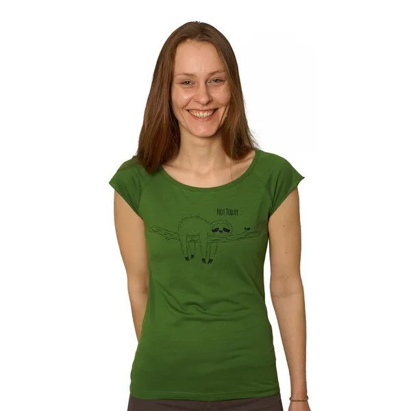 HANDGEDRUCKT HANDGEDRUCKT RESTPOSTEN "Not Today..." Bamboo Frauen T-Shirt, Leafgreen, – Produktbild 1 von 3