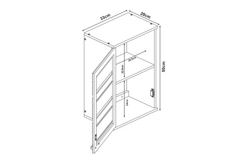 en.casa Hängeschrank »Epind« Badezimmerschrank hängend 50 x 33 x 20 cm Bambus Natur, Beige, – Produktbild 4 von 4