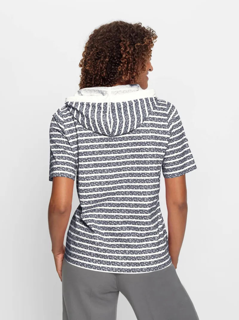 Witt Kapuzenshirt marine-ecru-geringelt, Marine-ecru-geringelt, – Produktbild 2 von 2