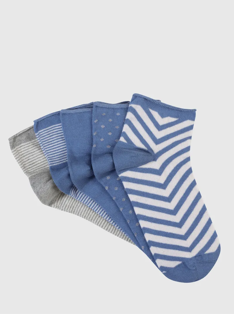 wäschepur Damen-Sneakersocken mittelblau-gemustert, Mittelblau-gemustert, – Produktbild 2 von 3
