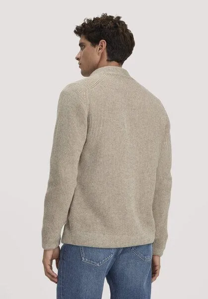 hessnatur hessnatur Double-Knit Cardigan Regular aus Bio-Baumwolle und Bio-Merinowolle mit recycelter Wolle, Perlmutt, – Produktbild 2 von 4