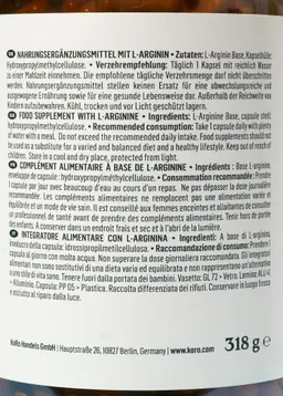 KoRo L-Arginin Base aus Fermentation Kapseln 365 Stück – Produktbild 1 von 1