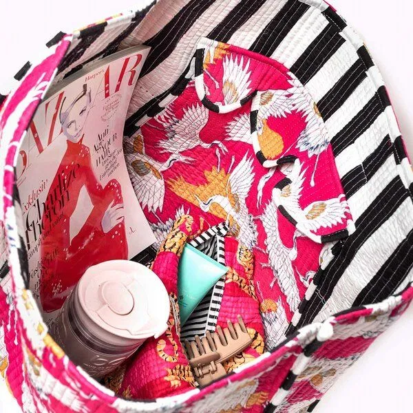 KIKOONI KIKOONI handgefertigter XL Shopper, Pink krane, – Produktbild 4 von 4