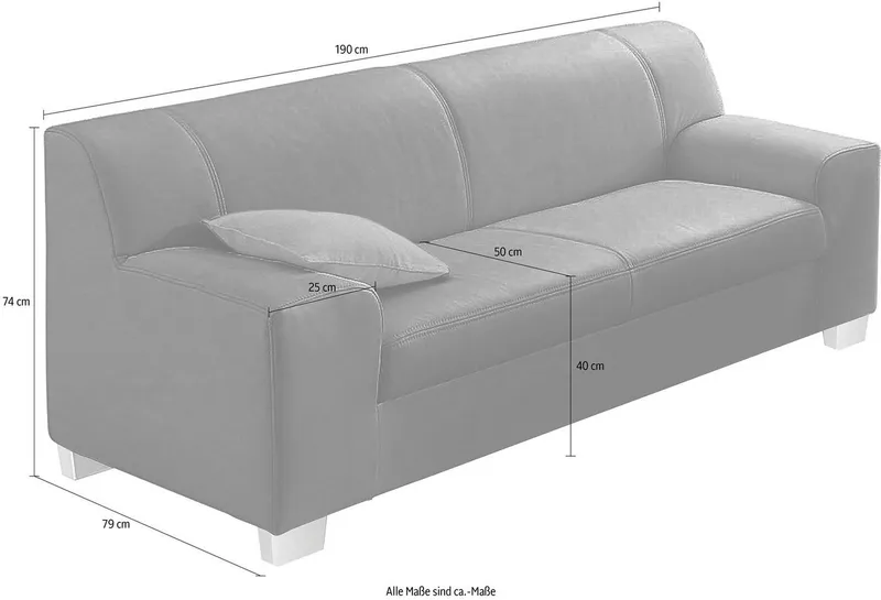 DOMO collection 3-Sitzer Amando zeitlos und modern, komfortabel, in vielen Bezugsvarianten, auch in Leder, Schwarz, – Produktbild 1 von 4
