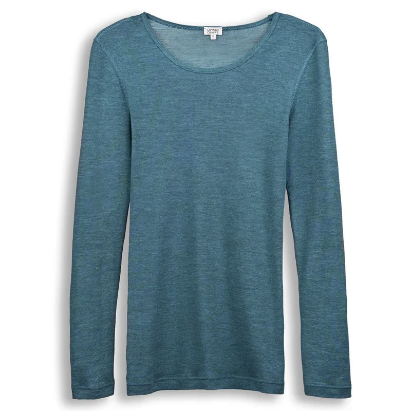 Living Crafts Living Crafts - Damen Langarm-Unterhemd (55% Bio-Wolle; 45% Bio-Baumwolle), Türkis, – Produktbild 1 von 2