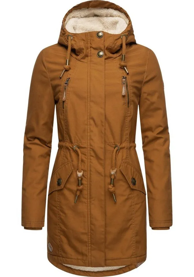 ragwear ragwear Wintermantel Elsie stylischer Winterparka mit Kapuze und Teddyfleece, Braun, – Produktbild 5 von 5