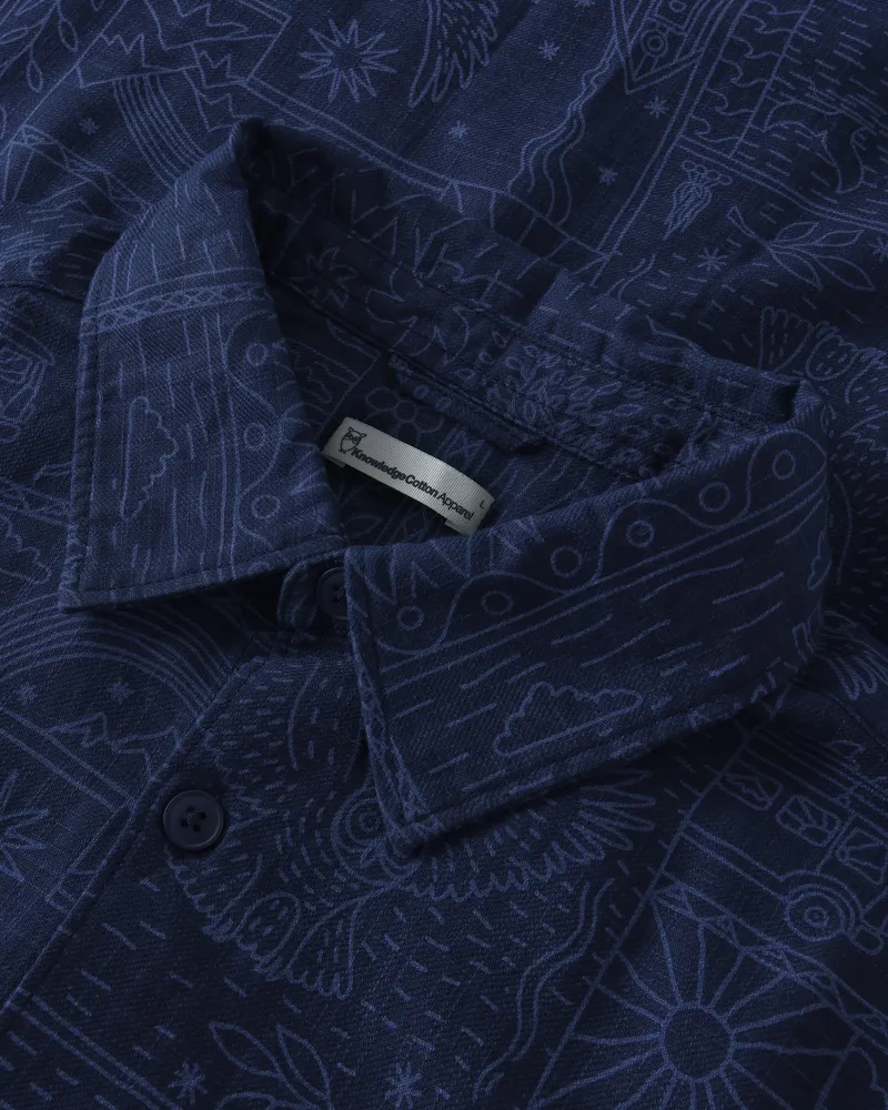 KnowledgeCotton Apparel KnowledgeCotton Apparel Herren vegan Hemd Sleet Comfort Print Blau, Blau, – Produktbild 2 von 2