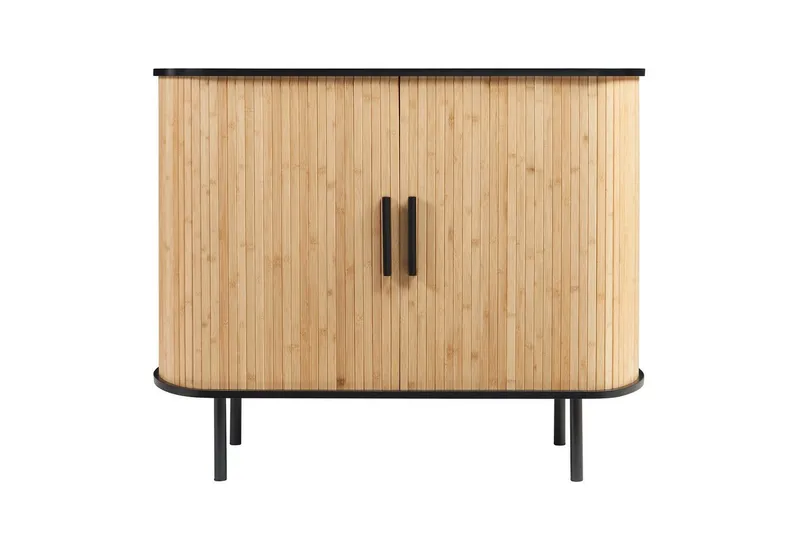 en.casa Kommode, »Tvedestrand« mit 2 Schiebetüren 100x40x80 cm Schwarz/Natur, Schwarz, – Produktbild 5 von 5