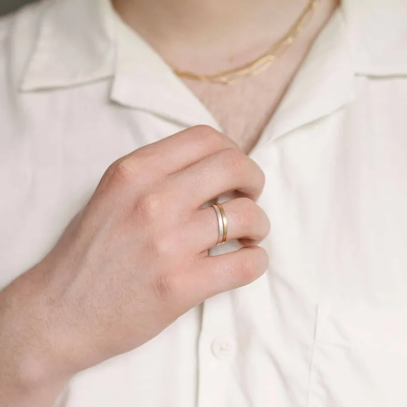 fejn fejn Damen vegan Band Ring Unisex Satin Gold, Gold, – Produktbild 1 von 2