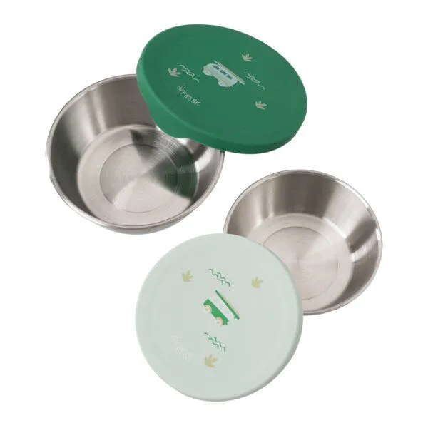 Fresk Snackbox-Set für Kinder – 2 Edelstahldosen mit Silikondeckel, Surf boy, – Produktbild 2 von 2