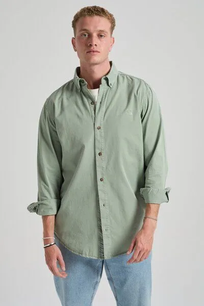 Trendsplant Trendsplant Postiguet Pigment Dyed Twill Shirt Eucaliptus, Grün, – Produktbild 1 von 4