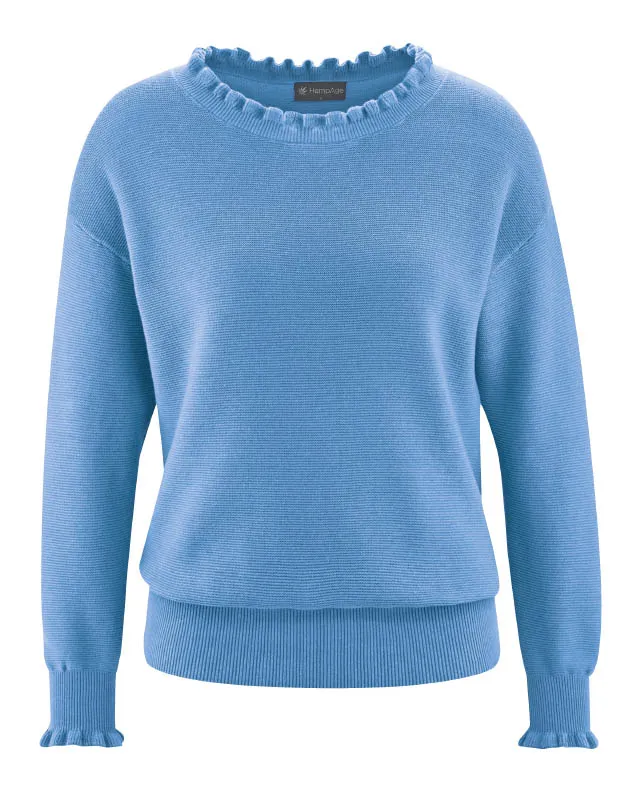 HempAge Hempage Damen vegan Strickpullover Elegant Heaven In Blau, Blau, – Produktbild 2 von 2