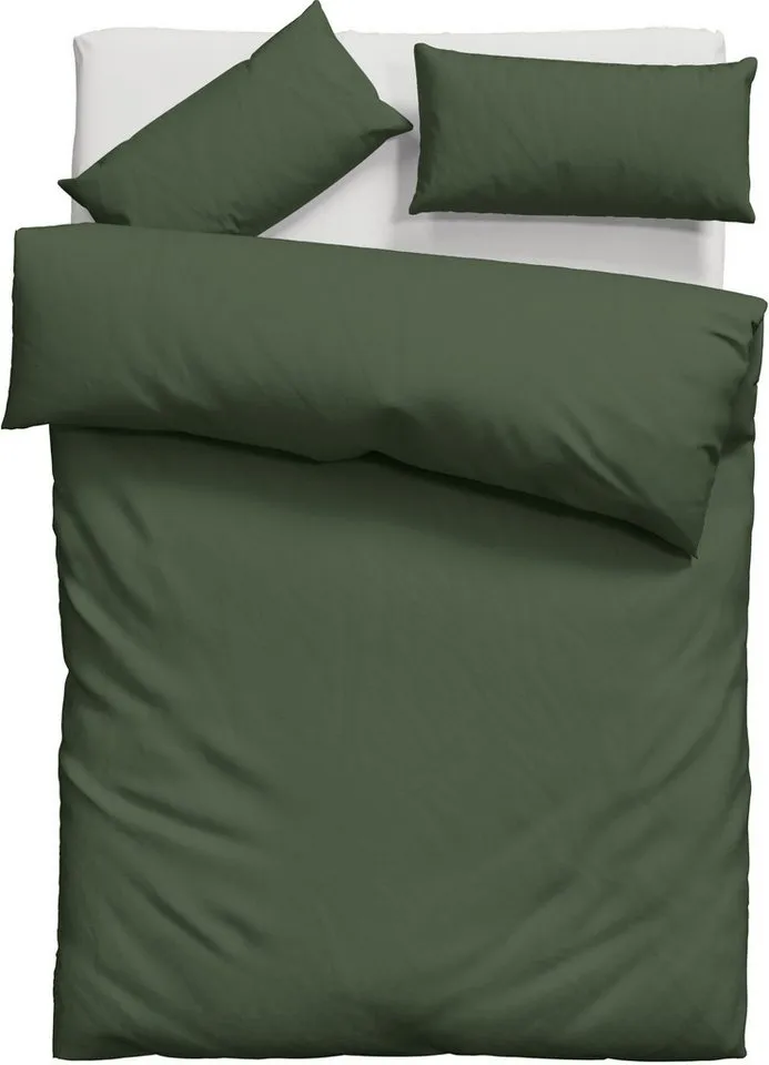 OTTO home Bettwäsche Desner 100% Microfaser, extra weich, allergikerfreundlich, Microfaser, 2 teilig, Premium Qualität, uni, schnell trocknend, pflegeleicht, ab 135x200 cm, Grün, – Produktbild 4 von 8