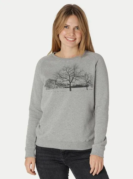 Peaces.bio - handbedruckte Biomode Peaces.bio - handbedruckte Biomode Damen Sweatshirt Landscape, Hellgrau, – Produktbild 2 von 2