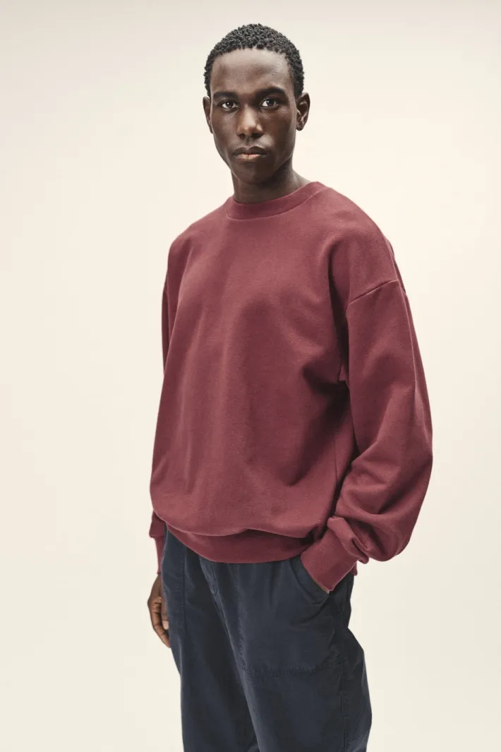 WOTE WOTE Herren vegan Sweatshirt In Oversized Dunkelrot, Dunkelrot, – Produktbild 2 von 2