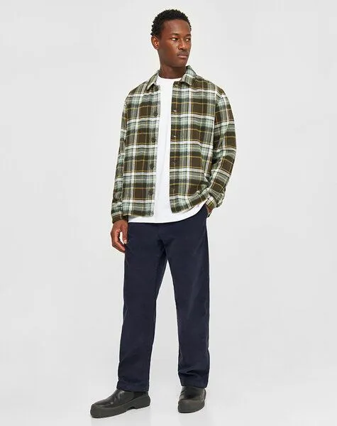 KnowledgeCotton Apparel KnowledgeCotton Apparel Flanell-Overshirt - Big checked heavy flannel overshirt - aus Bio-Baumwolle, Grün(green check), – Produktbild 1 von 4