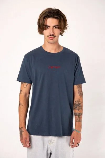 Coffee Fashion Coffee Fashion Caffé doppio | Besticktes Organic Baumwoll T-Shirt, Matt blau, – Produktbild 1 von 4