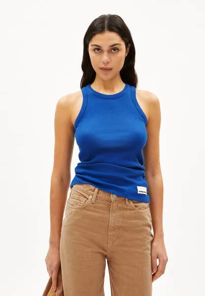ARMEDANGELS ARMEDANGELS KANITAA Damen Ripp-Top aus Bio-Baumwoll Mix, Lapis blue, – Produktbild 1 von 4