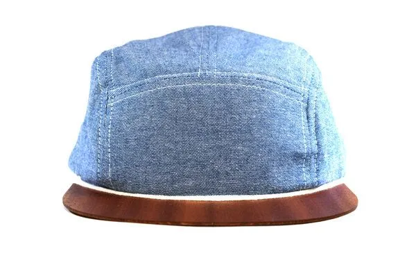Lou-i Lou-i Jeans-Cap mit edlem Holzschild - Made in Germany - Denim Snapback, Hellblau, – Produktbild 2 von 4