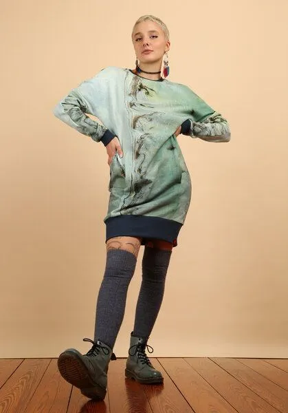 Die rote Zora Die rote Zora Sweatkleid mit Taschen, Lagune (blau-grün), – Produktbild 3 von 4
