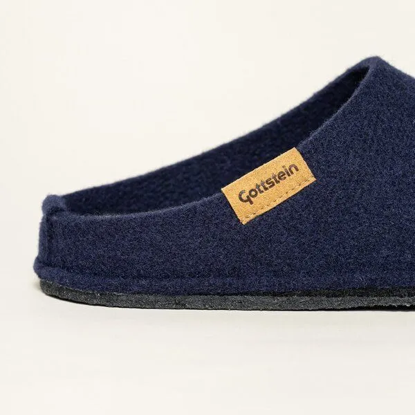 Gottstein Gottstein Classic CO Pantoffel für Damen & Herren - Hausschuh aus 100% Schurwolle mit Komfort-Einlagesohle, Blau, – Produktbild 3 von 4